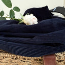 Robe Edonie manches longues - Velours côtelé marine - Quintessence