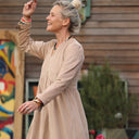 Robe Edonie manches longues - Velours côtelé sable - Quintessence