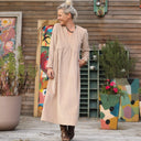 Robe Edonie manches longues - Velours côtelé sable - Quintessence