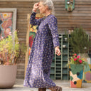 Robe Edonie manches longues - Velours milleraies Éclats de myosotis - Quintessence