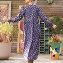 Robe Edonie manches longues - Velours milleraies Éclats de myosotis - Quintessence