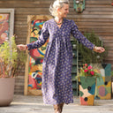 Robe Edonie manches longues - Velours milleraies Éclats de myosotis - Quintessence