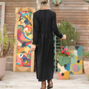 Robe Edonie manches longues - Velours milleraies noir - Quintessence