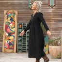 Robe Edonie manches longues - Velours milleraies noir - Quintessence