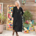 Robe Edonie manches longues - Velours milleraies noir - Quintessence
