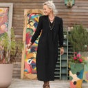 Robe Edonie manches longues - Velours milleraies noir - Quintessence