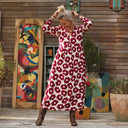 Robe Edonie manches longues - Viscose Fleur Grenade - Quintessence