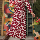 Robe Edonie manches longues - Viscose Fleur Grenade - Quintessence