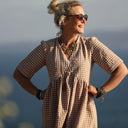 Robe Edonie - Seeresucker de coton vichy rose/kaki - Quintessence