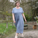 Robe Elsie - double gaze de coton bleu chiné - Quintessence