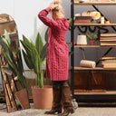 Robe Guillemette — Coton rayé Framboise intense - Quintessence