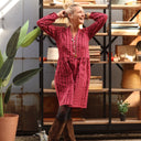 Robe Guillemette — Coton rayé Framboise intense - Quintessence