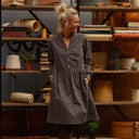 Robe Guillemette — Flanelle douce à carreaux noir et ficelle - Quintessence