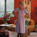 Robe Gwenaëlle - coton brodé parme - Quintessence