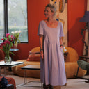 Robe Gwenaëlle - coton brodé parme - Quintessence