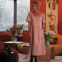 Robe Gwenaëlle - coton rayé framboise - Quintessence