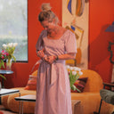 Robe Gwenaëlle - coton rayé framboise - Quintessence