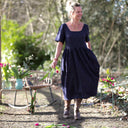 Robe Gwenaëlle - Double gaze de coton bleu nuit plumetis or - Quintessence