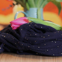 Robe Gwenaëlle - Double gaze de coton bleu nuit plumetis or - Quintessence