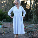 Robe Hazel - Coton rayé bleu brodé - Quintessence