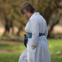 Robe Hazel- Coton rayé bleu brodé | Quintessence