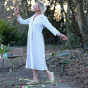 Robe Hazel - Coton rayé bleu brodé - Quintessence