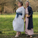 Robe Hazel- Coton rayé bleu brodé | Quintessence