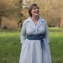 Robe Hazel- Coton rayé bleu brodé | Quintessence