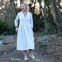 Robe Hazel - Coton rayé bleu brodé - Quintessence