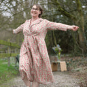Robe Hazel- Satin de coton Hortensias roses | Quintessence