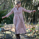 Robe Hazel - Satin de coton Hortensias roses - Quintessence