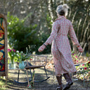 Robe Hazel - Satin de coton Hortensias roses - Quintessence