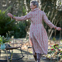 Robe Hazel - Satin de coton Hortensias roses - Quintessence