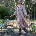 Robe Hazel - Satin de coton Hortensias roses - Quintessence