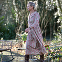 Robe Hazel - Satin de coton Hortensias roses - Quintessence