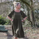 Robe Iloé – Double gaze de coton kaki - Quintessence