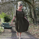 Robe Iloé – Double gaze de coton kaki - Quintessence