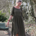 Robe Iloé – Double gaze de coton kaki - Quintessence