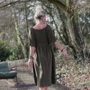 Robe Iloé – Double gaze de coton kaki - Quintessence