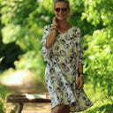 Robe Joanne — Double gaze de coton aquarelle chardon - Quintessence