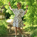 Robe Joanne — Double gaze de coton aquarelle chardon - Quintessence