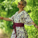 Robe Joanne — Double gaze de coton aquarelle chardon - Quintessence