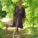 Robe Joanne — Double gaze de coton aubergine - Quintessence