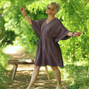 Robe Joanne — Double gaze de coton aubergine - Quintessence