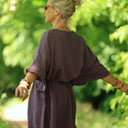 Robe Joanne — Double gaze de coton aubergine - Quintessence