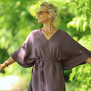 Robe Joanne — Double gaze de coton aubergine - Quintessence
