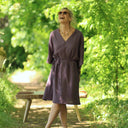 Robe Joanne — Double gaze de coton aubergine - Quintessence