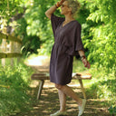 Robe Joanne — Double gaze de coton aubergine - Quintessence