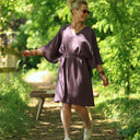 Robe Joanne — Double gaze de coton aubergine - Quintessence