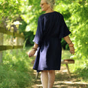 Robe Joanne — Double gaze de coton bleu nuit - Quintessence